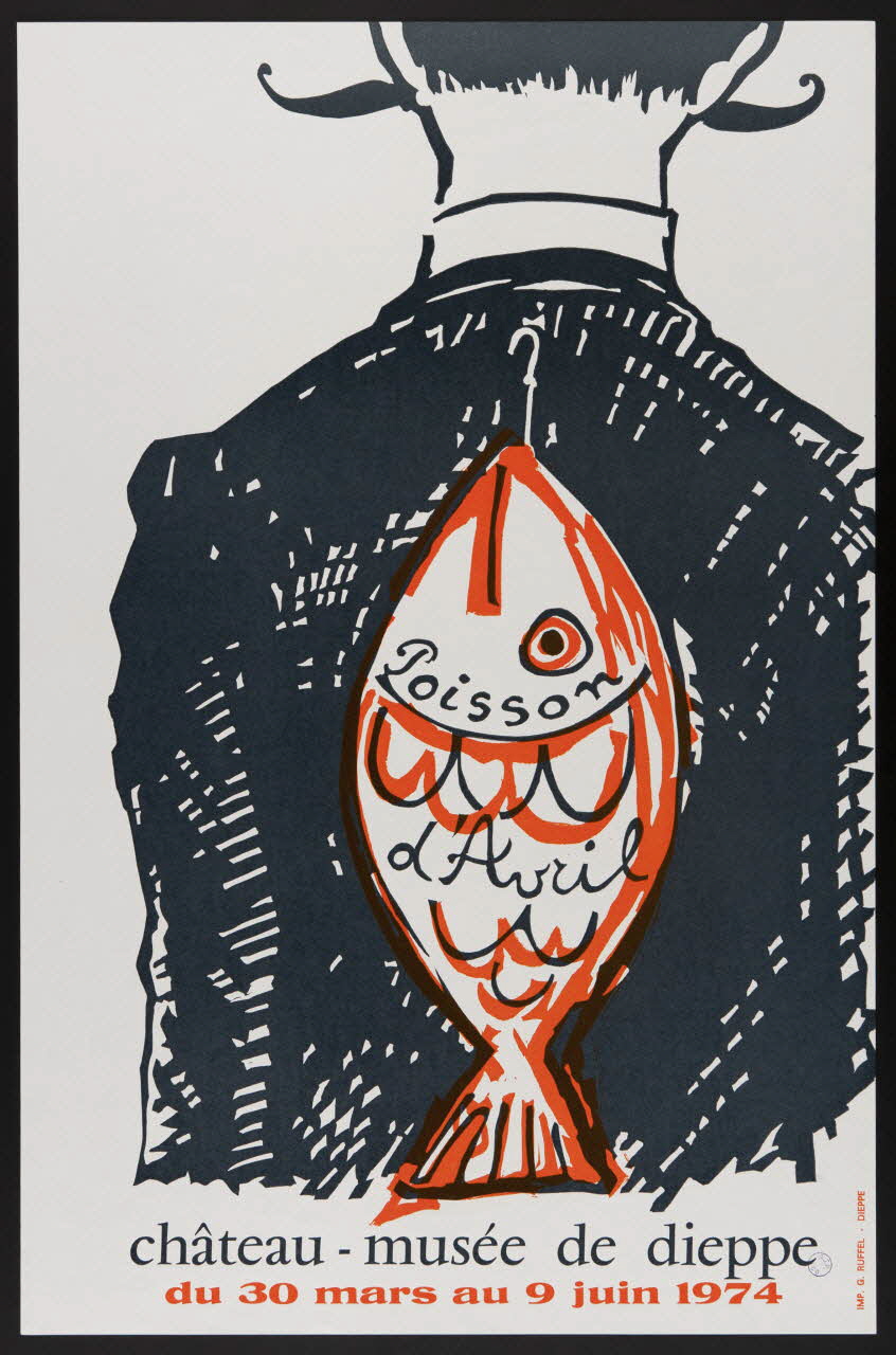 estampe Poisson  d'Avril  château-musée de dieppe  du 30 mars au 9 juin 1974 1974.65.37  Photo Mucem