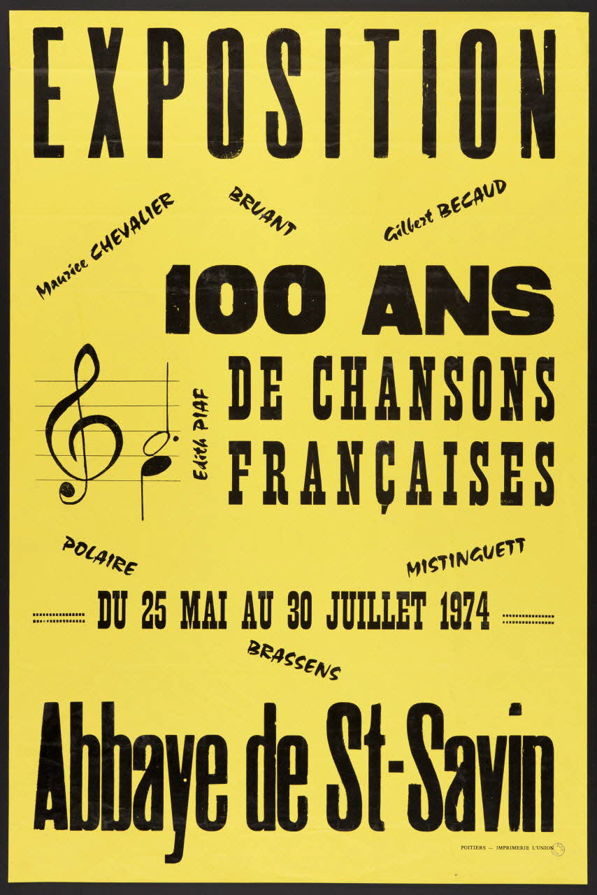 estampe EXPOSITION  100 ANS  DE CHANSONS  FRANCAISES 1974.65.38 Photo Mucem