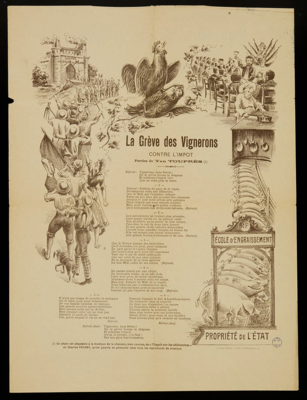 estampe La Grève des Vignerons  CONTRE L'IMPOT 1974.65.41 Photo Mucem