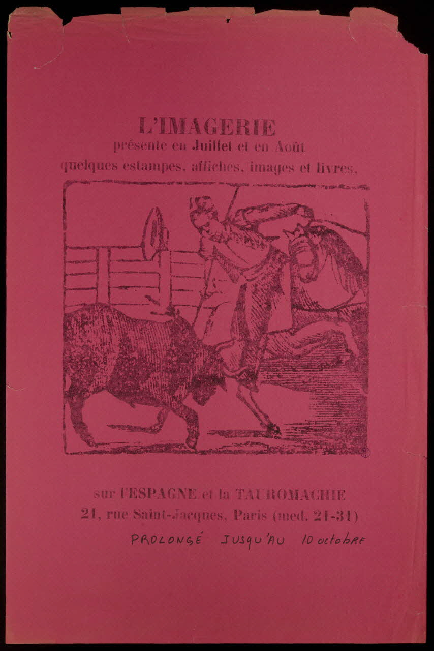 estampe L'IMAGERIE  présente en Juillet et en Août  quelques estampes, affiches, images et livres,  sur l'ESPAGNE et la TAUROMACHIE 1974.73.2 Photo Mucem