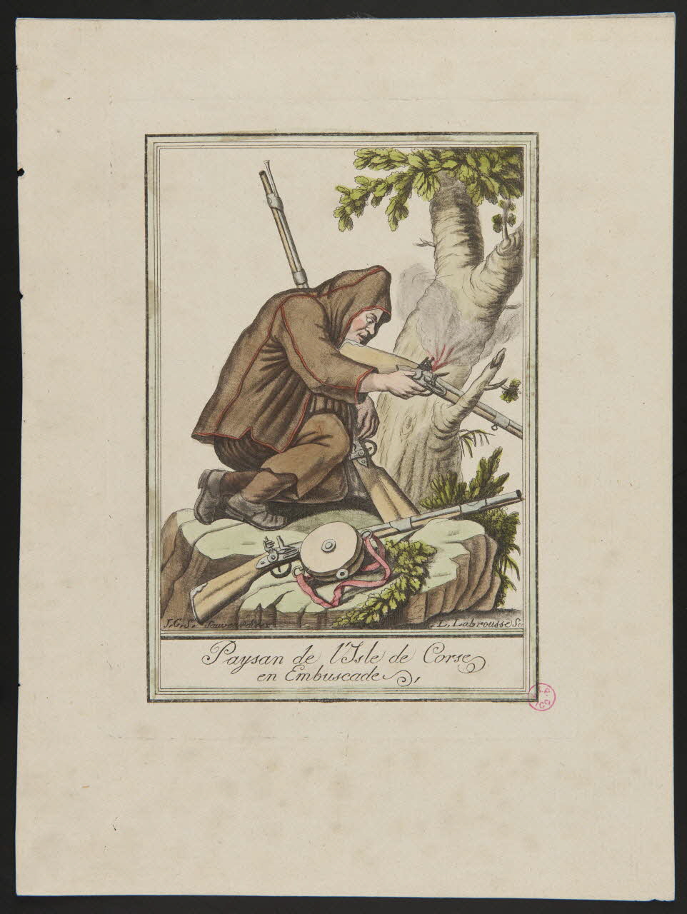 Labrousse L. ; Michel Pigelet imagerie ancienne Paysan de l'Isle de Corse  en embuscade Paris 1796 1938.1.1 Photo Mucem