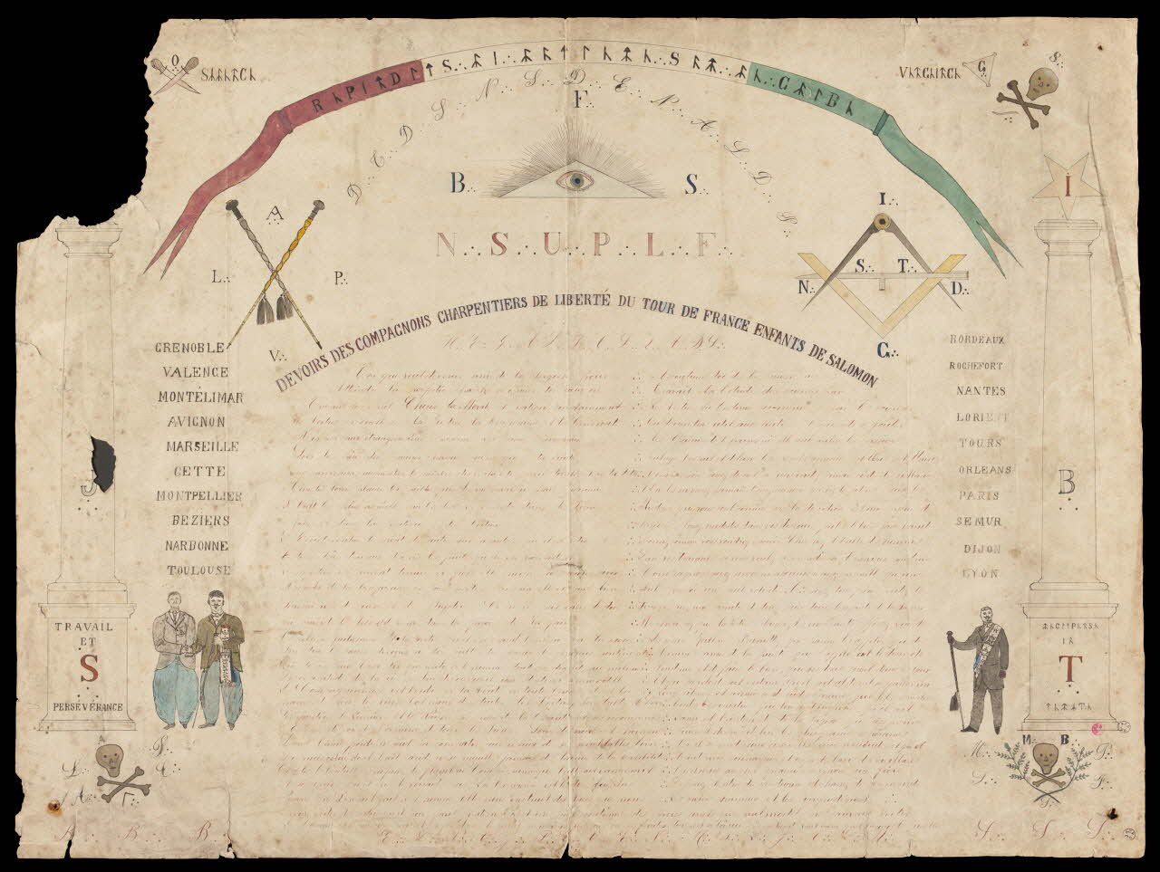 Benquet A. brevet de compagnon conduite (?) Tartas 1875-1938 1938.1.1 Photo Mucem