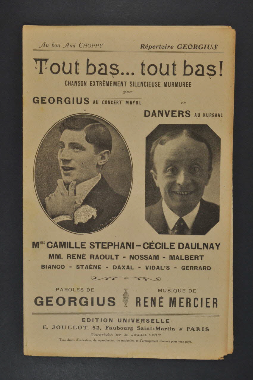 René Mercier ; G. Guibourg ; Les Editions Universelles; partition de musique petit format 1917 1965.149.35 Photo Mucem