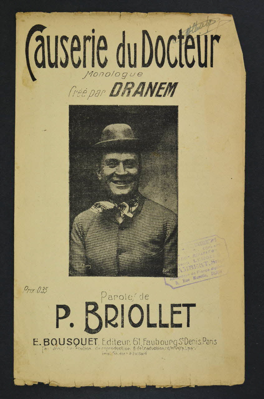 Paul Briollet ; Dranem ; E. Bousquet MONOLOGUE petit format Île-de-France, France 1919 1966.139.5 Photo Mucem