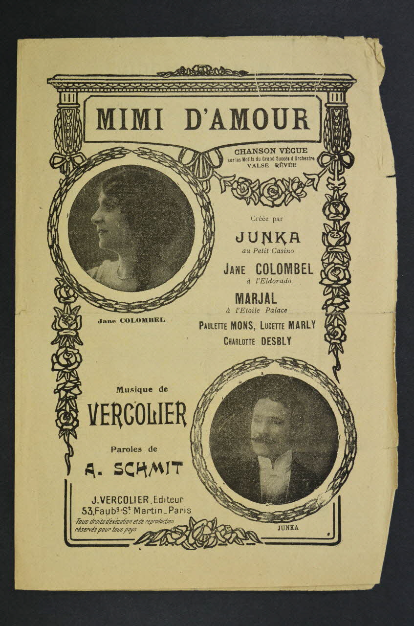 A. Schmit ; J. Vercolier ; Jane Colombel ; Léonce Junka chanson petit format Île-de-France, France 1911 1966.141.14 Photo Mucem