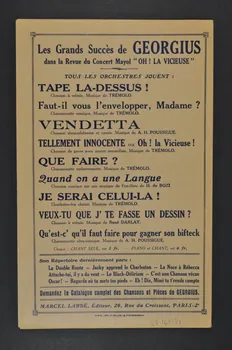 A.H. Poussigue ; Georgius ; Labbé partition de musique petit format 1927 1965.149.81 Photo Mucem