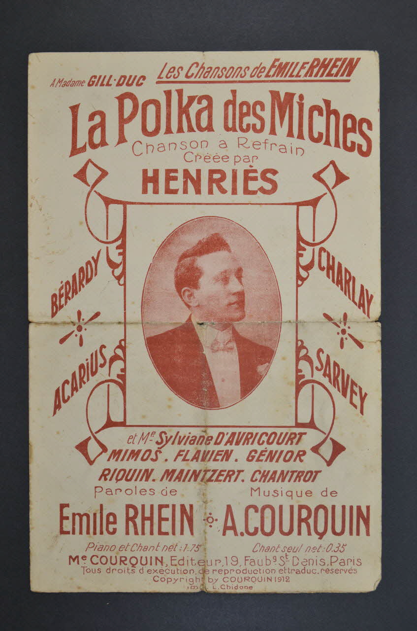 Arthur Courquin ; Emile Rhein ; Henriès ; Courquin Et Sterny; partition de musique petit format 1912 1965.149.86 Photo Mucem