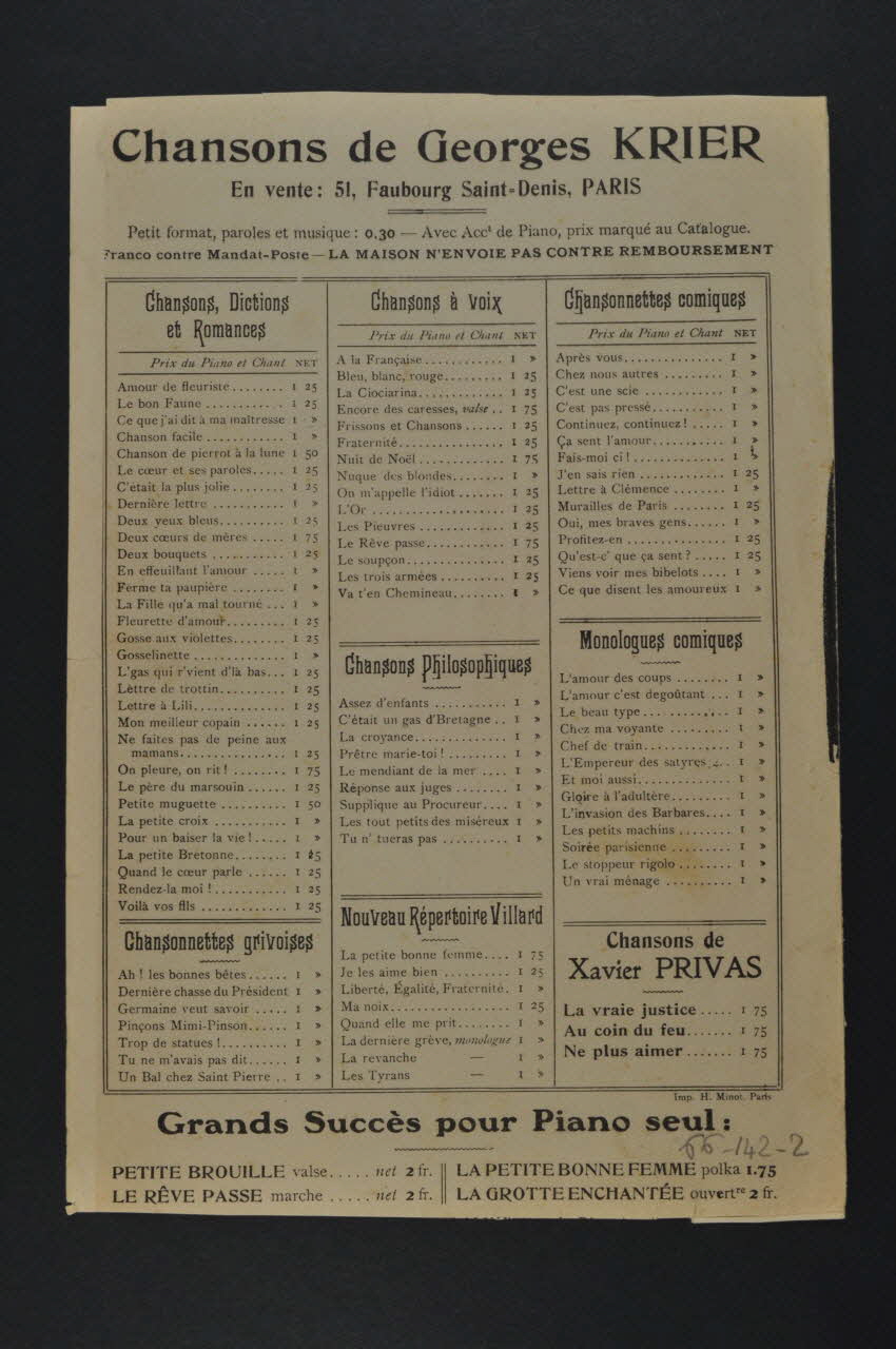 chanson petit format 1966.142.2 Photo Mucem