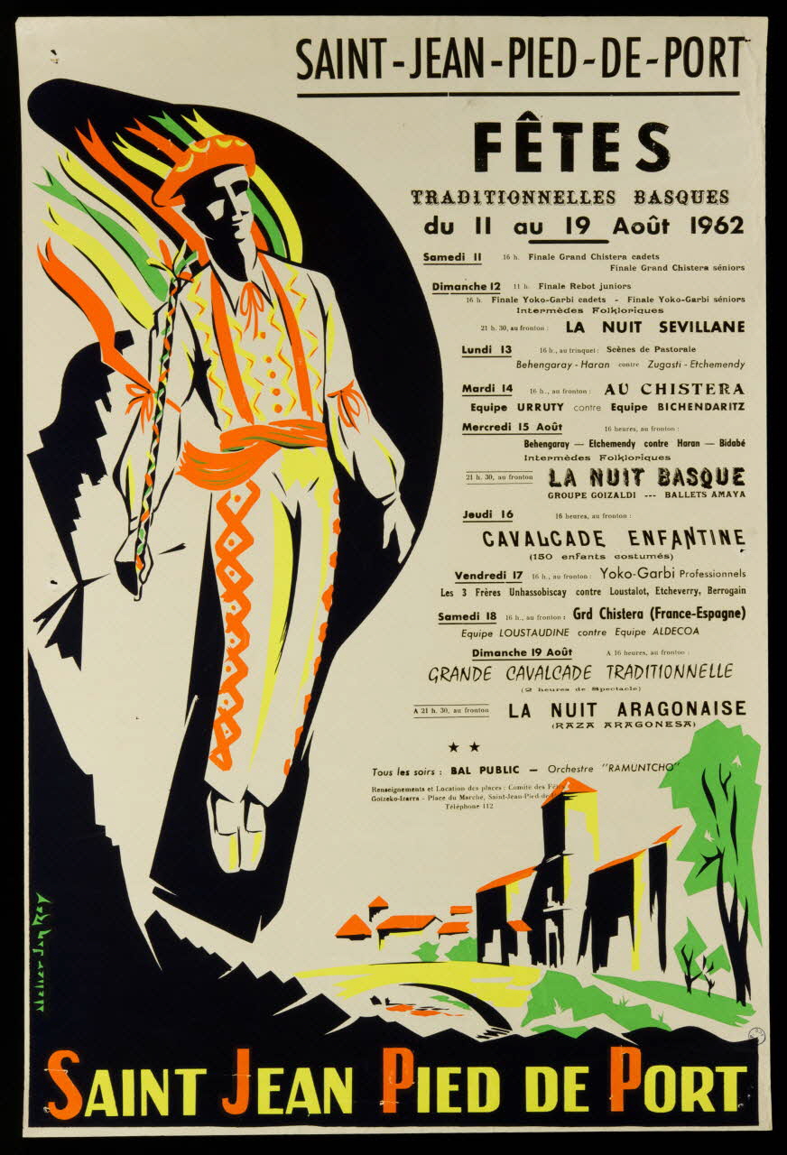 estampe SAINT-JEAN-PIED-DE-PORT  FÊTES  TRADITIONNELLES BASQUES  du 11 au 19 Août 1962 1968.100.168 Photo Mucem