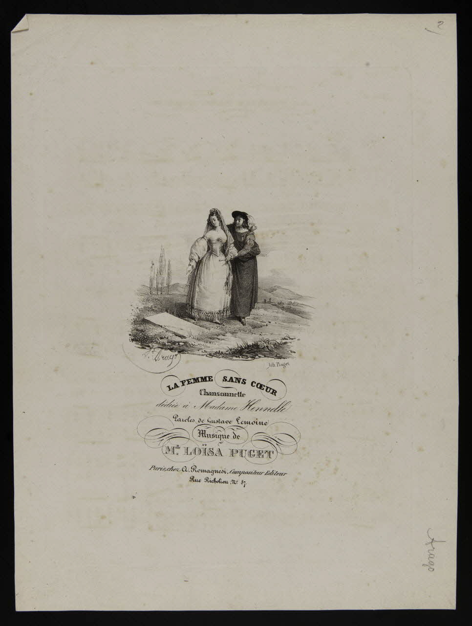 estampe LA FEMME SANS COEUR  Chansonnette 1968.101.107 Photo Mucem
