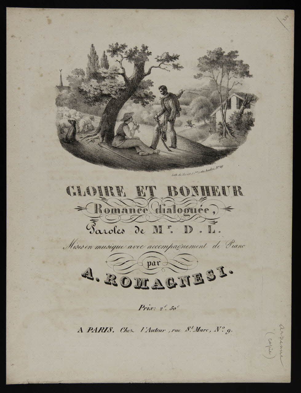 estampe GLOIRE ET BONHEUR  Romance dialoguée 1968.101.141 Photo Mucem
