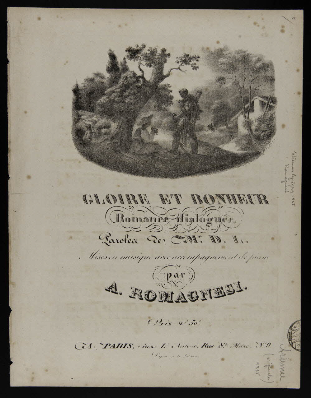 estampe GLOIRE ET BONHEUR  Romance dialoguée 1968.101.142 Photo Mucem