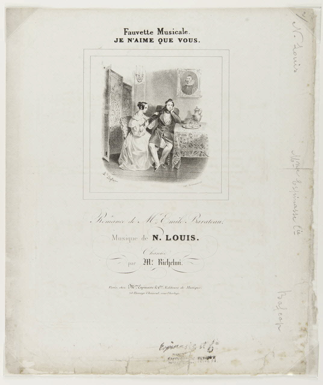estampe Fauvette Musicale.  JE N'AIME QUE VOUS. 1968.101.162 Photo Mucem