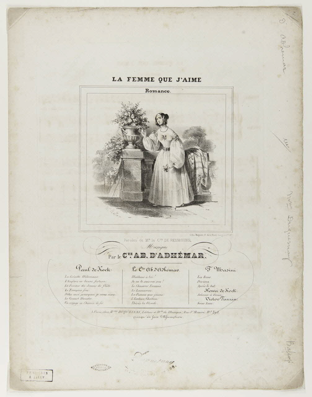 estampe LA FEMME QUE J'AIME  Romance. 1968.101.165 Photo Mucem