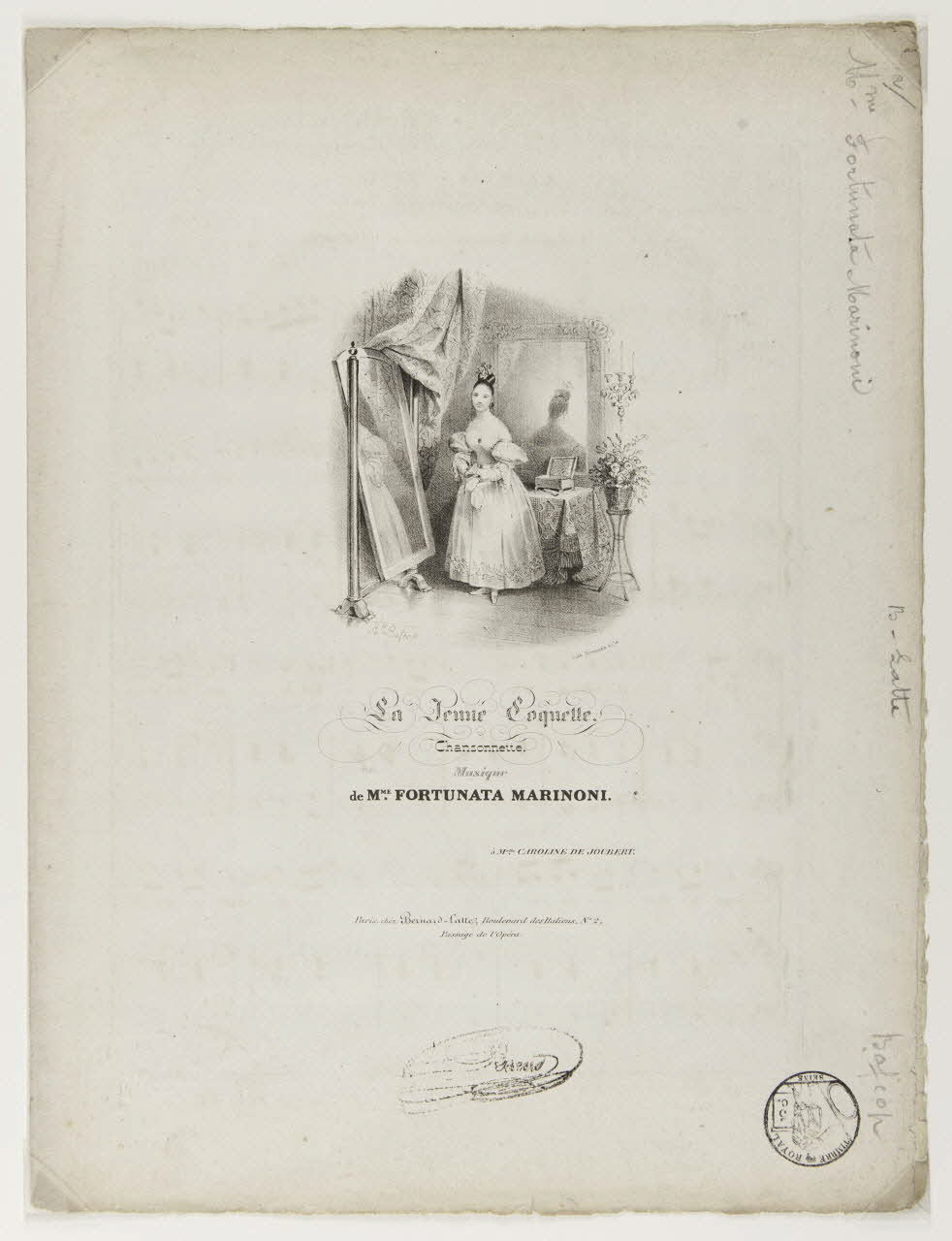 estampe La Jeune Coquette.  Chansonnette. 1968.101.167 Photo Mucem