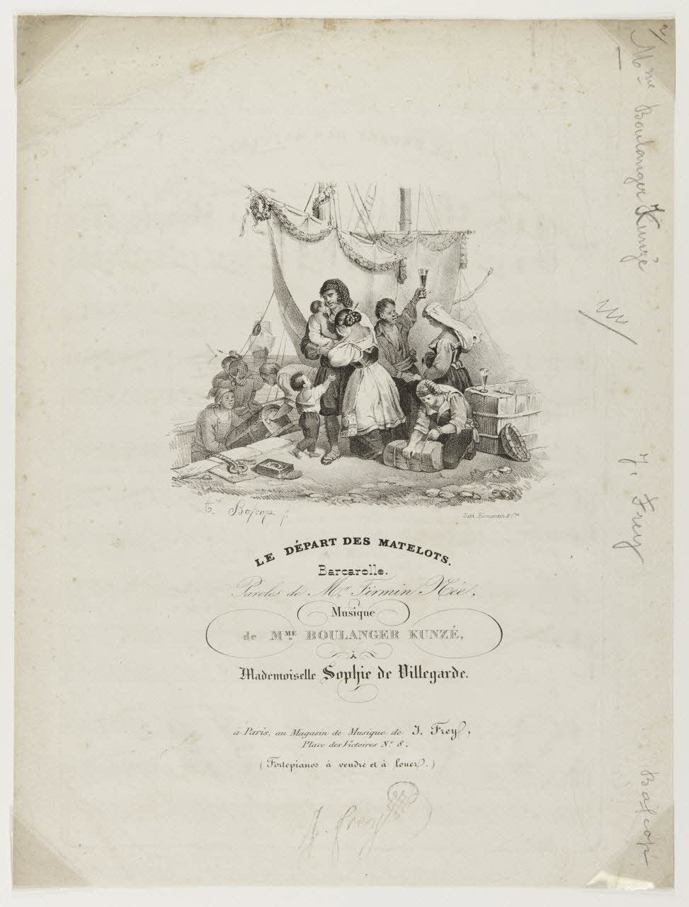 estampe LE DEPART DES MATELOTS.  Barcarolle. 1968.101.175 Photo Mucem