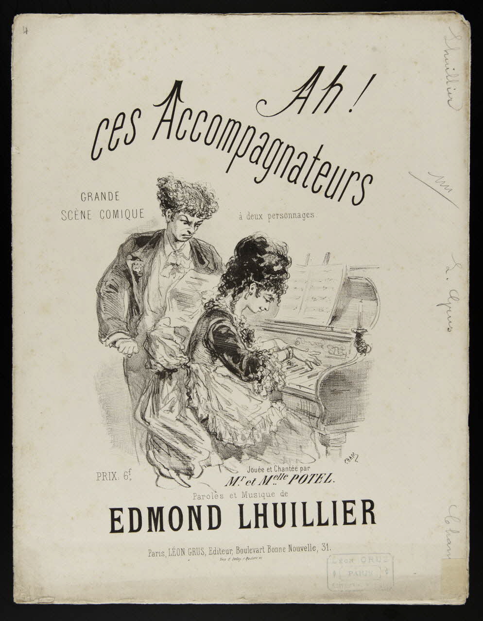 estampe Ah !  ces Accompagnateurs  GRANDE  SCENE COMIQUE 1968.101.238 Photo Mucem