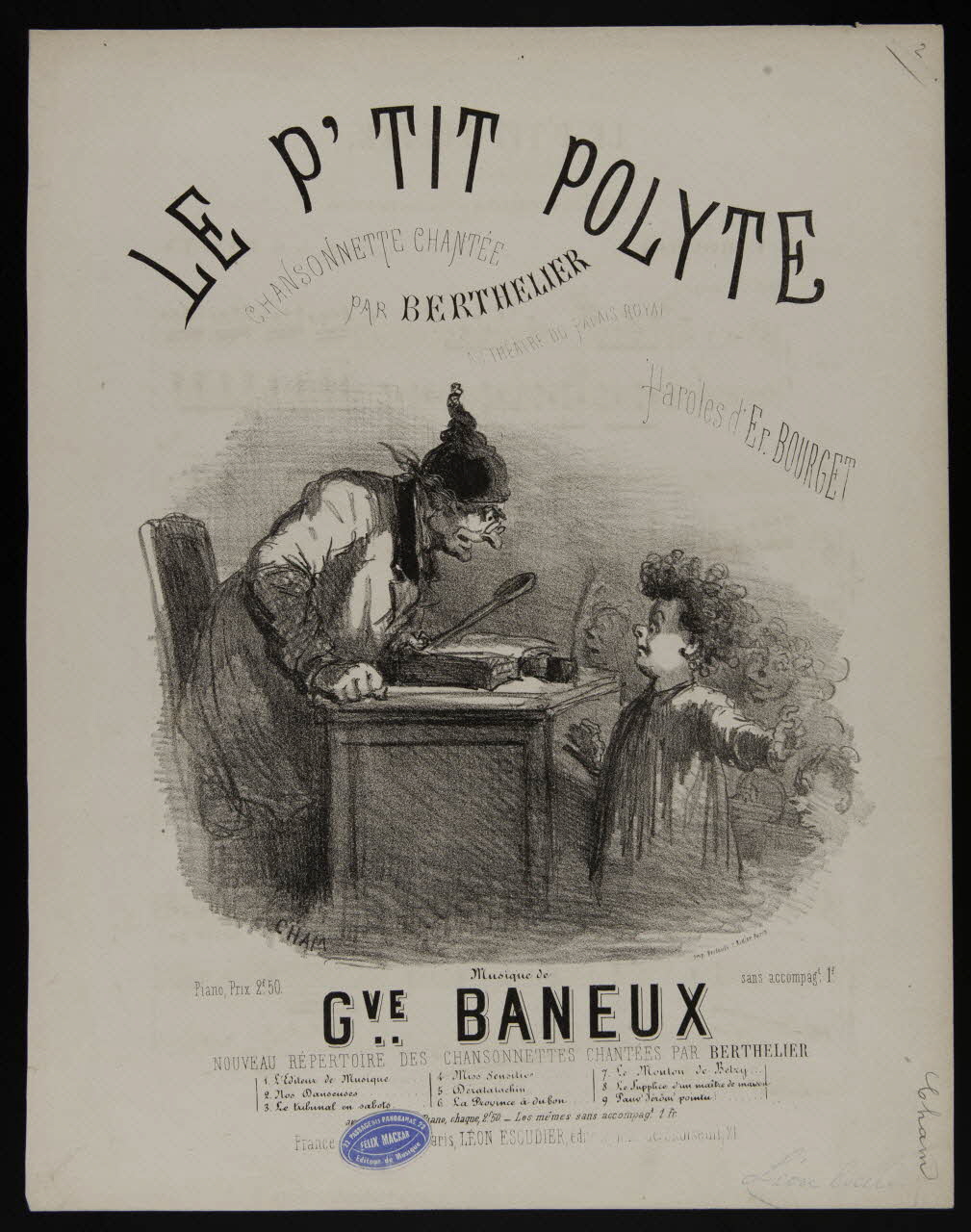 estampe LE P'TIT POLYTE  CHANSONNETTE CHANTEE 1968.101.284 Photo Mucem