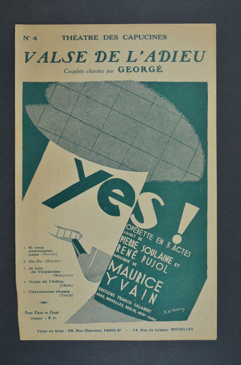 René Pujol ; Pierre Soulaine ; Maurice Yvain ; Georgel ; Francis F. Salabert partition de musique petit format 1928 1965.149.93 Photo Mucem