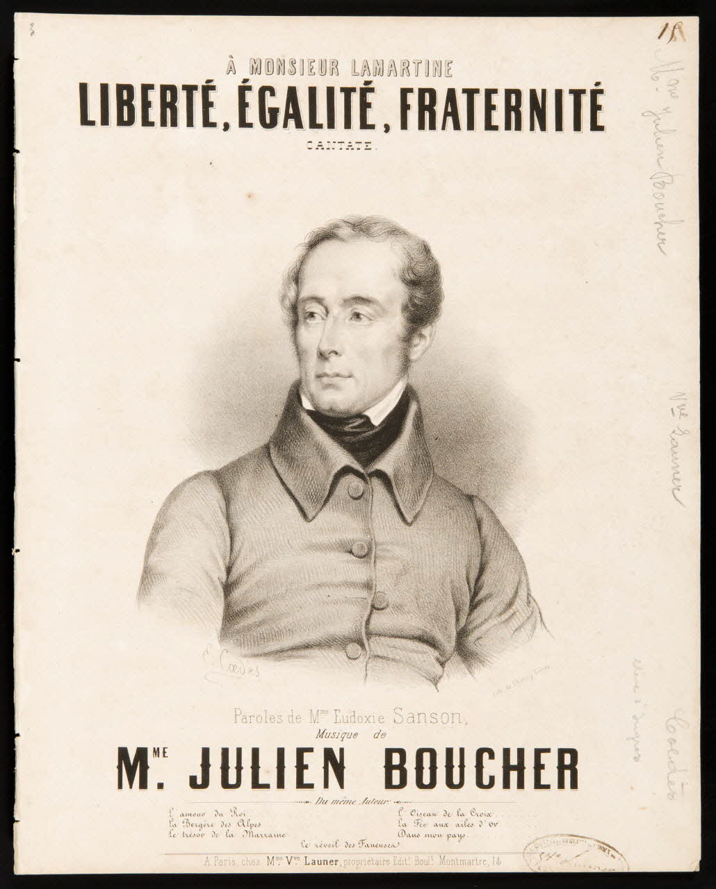 estampe A MONSIEUR LAMARTINE  LIBERTE, EGALITE, FRATERNITE  CANTATE. 1968.101.363 Photo Mucem