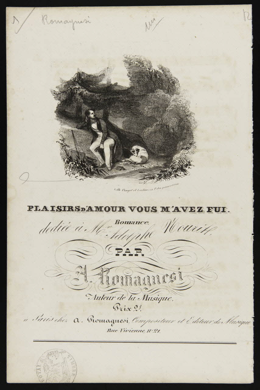 Chanson PLAISIRS D'AMOUR VOUS M'AVEZ FUI.  Romance. 1968.101.372 Photo Mucem