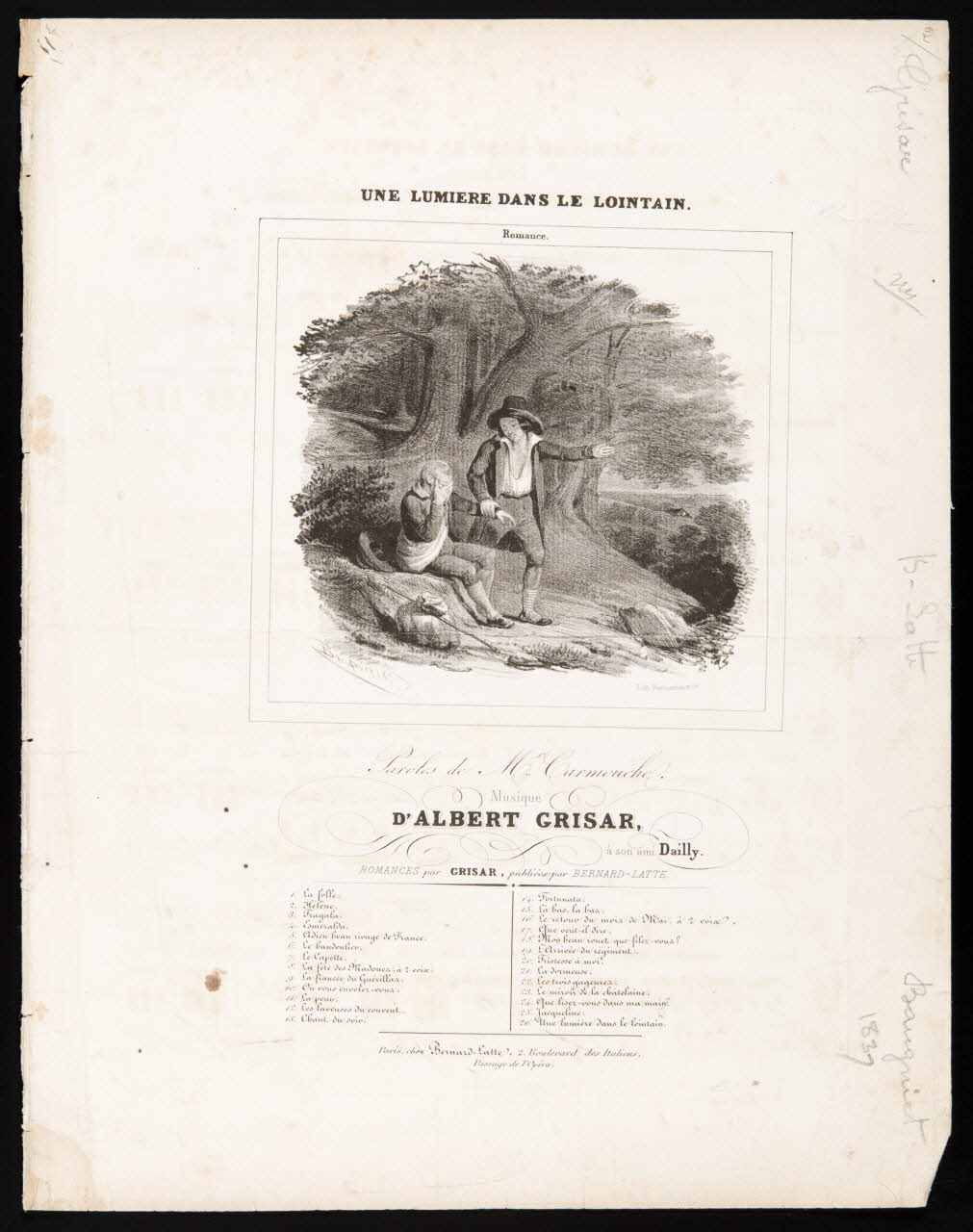 estampe UNE LUMIERE DANS LE LOINTAIN.  Romance. 1968.101.448 Photo Mucem