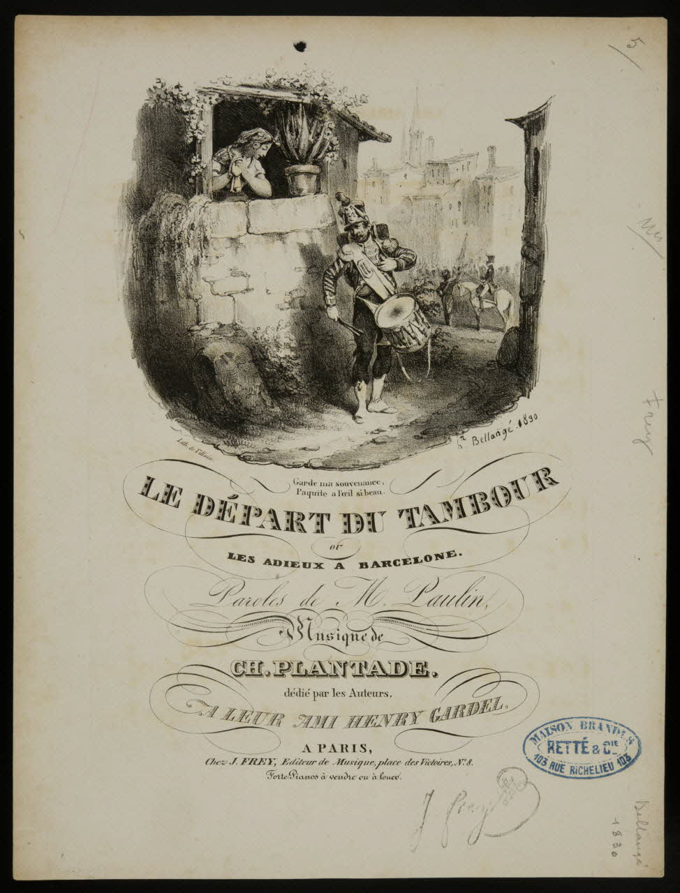 estampe LE DEPART DU TAMBOUR  ou  LES ADIEUX A BARCELONE. 1968.101.460 Photo Mucem