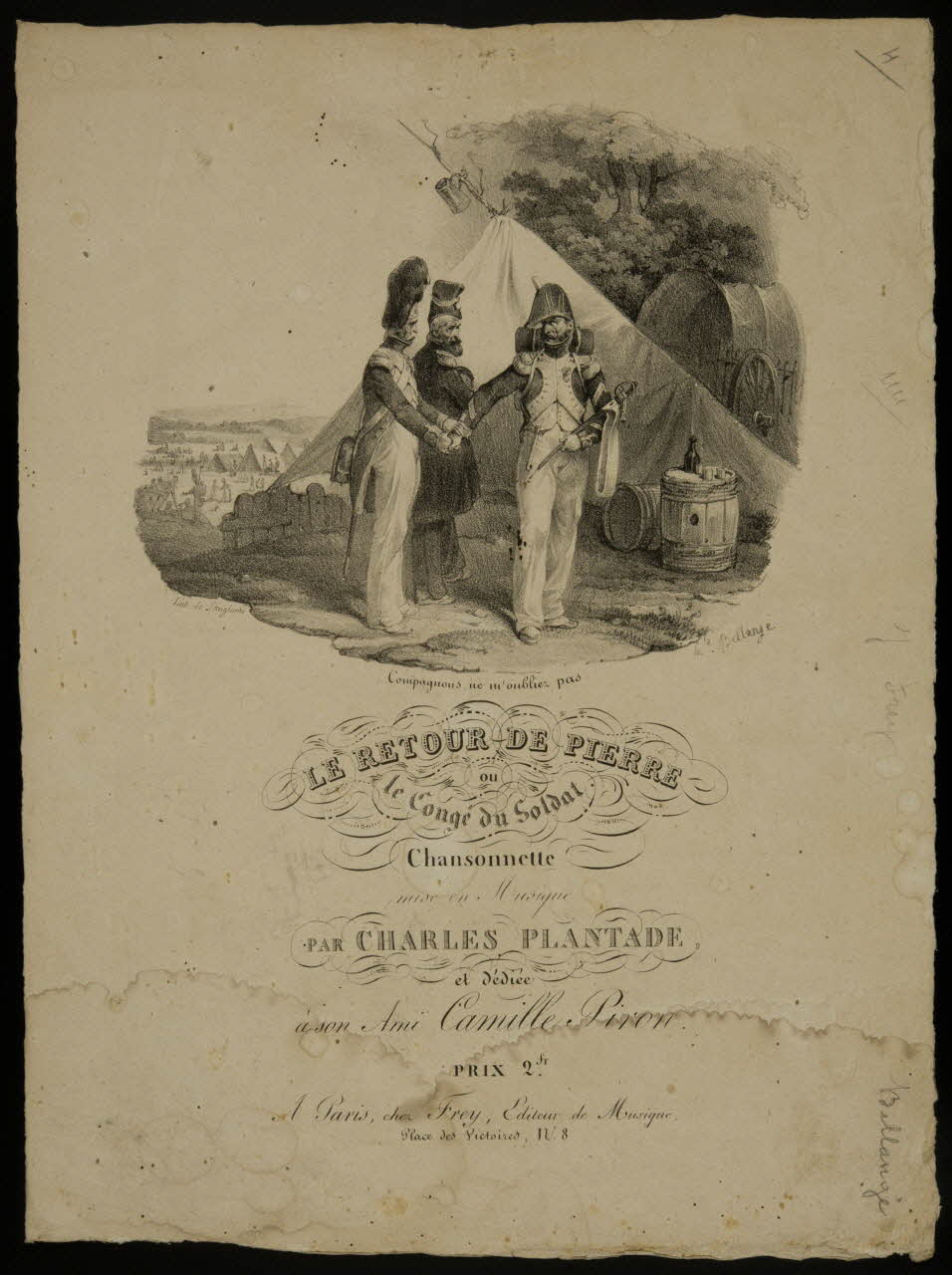 estampe LE RETOUR DE PIERRE  ou  le Congé du soldat. 1968.101.470 Photo Mucem