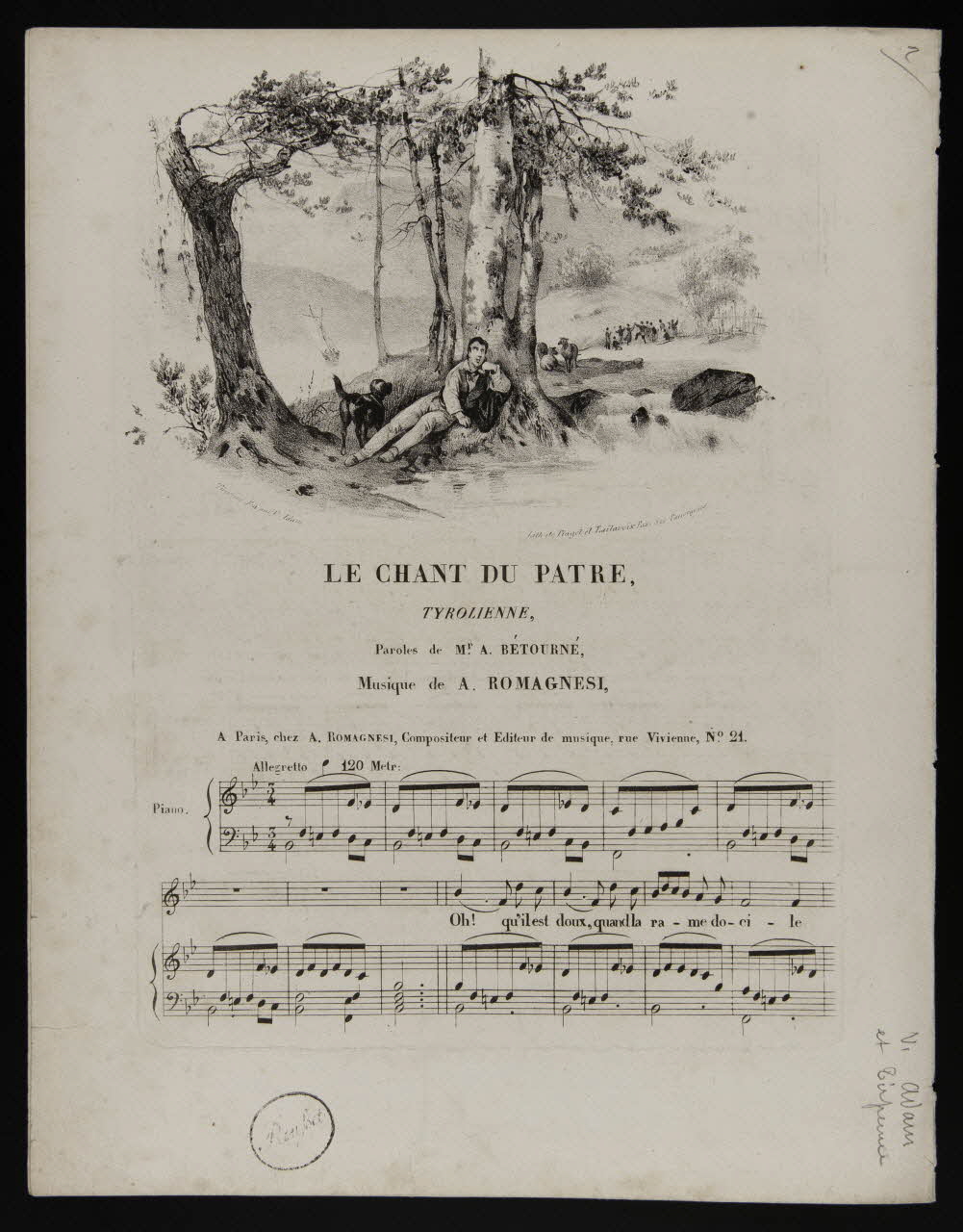 estampe LE CHANT DU PATRE,  TYROLIENNE 1968.101.57 Photo Mucem