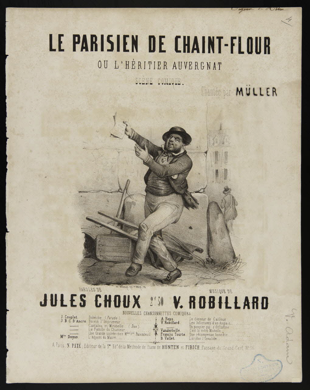 estampe LE PARISIEN DE CHAINT-FLOUR  OU L'HERITIER AUVERGNAT  SCENE COMIQUE. 1968.101.61 Photo Mucem