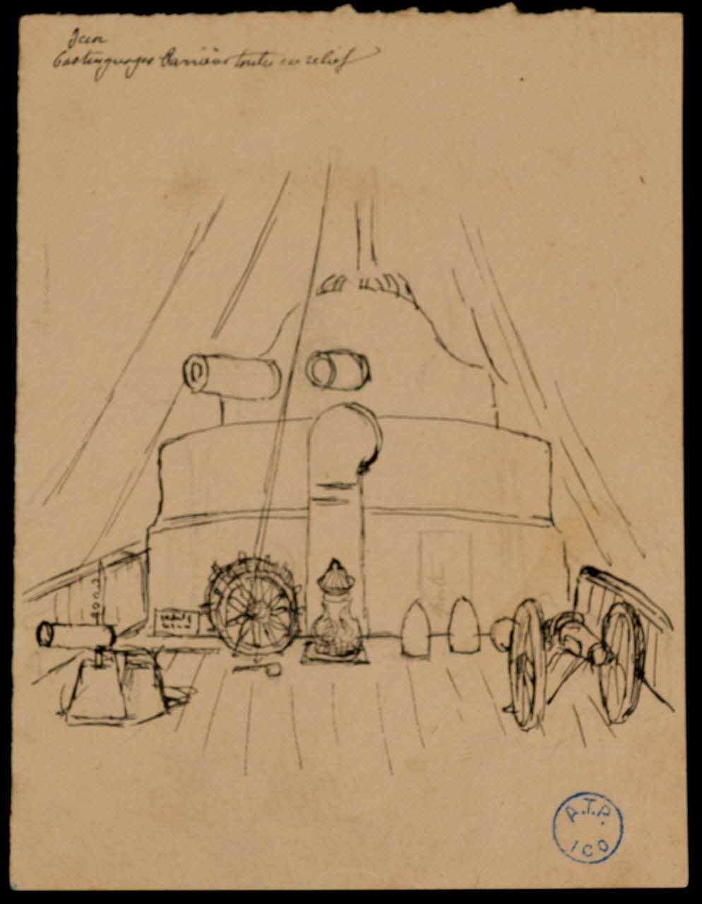 partie d'un ensemble de dessins Décor de pont de bateau 1968.102.1000.4 Photo Mucem