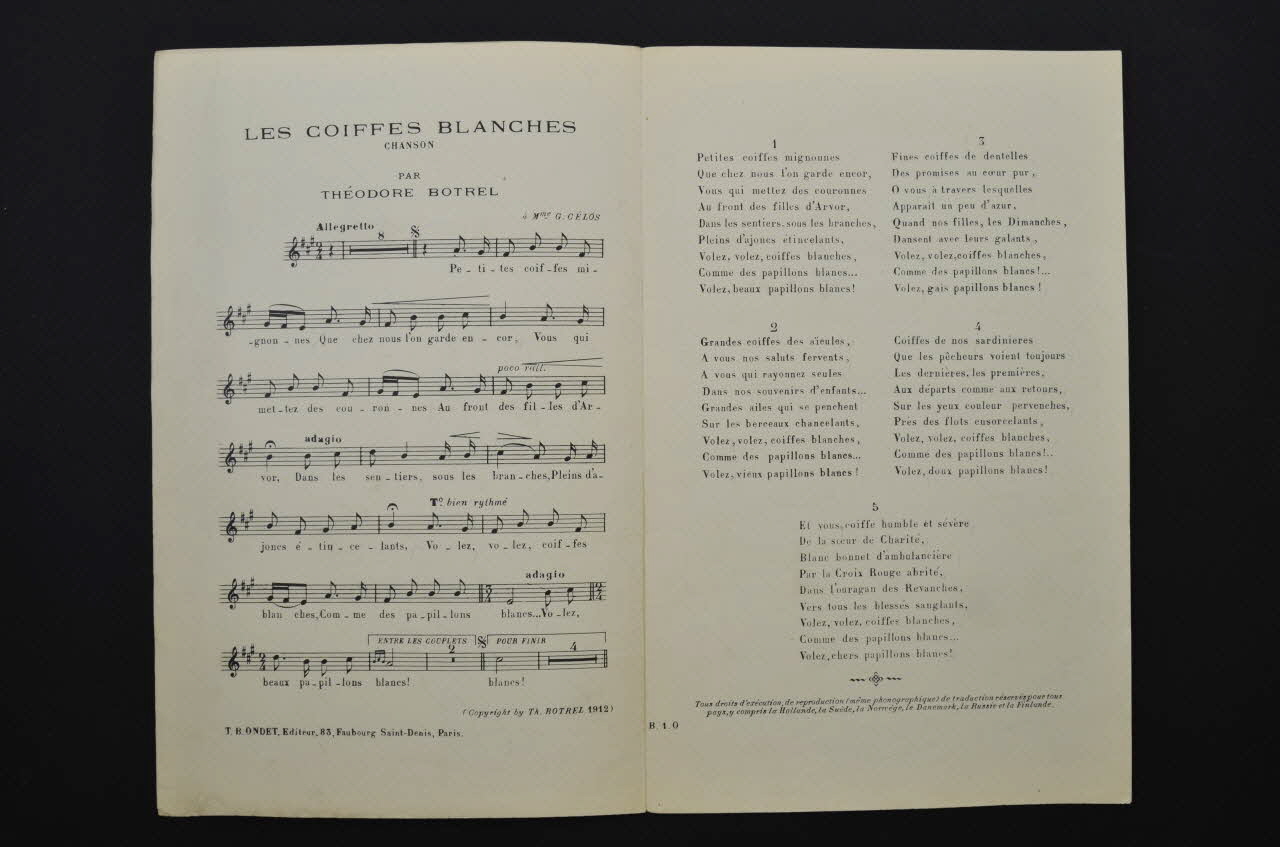 Théodore Botrel ; Georges Ondet chanson petit format 1912 1966.143.28 Photo Mucem