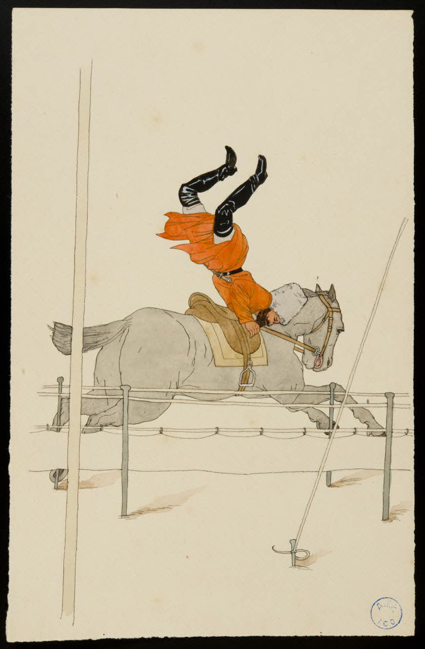 partie d'un ensemble de dessins Voltigeur à cheval 1968.102.1027.1 Photo Mucem