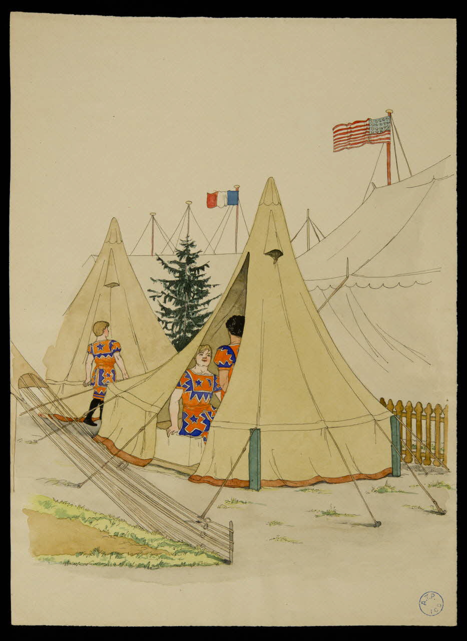 partie d'un ensemble de dessins Campement de cirque 1968.102.1029.1 Photo Mucem