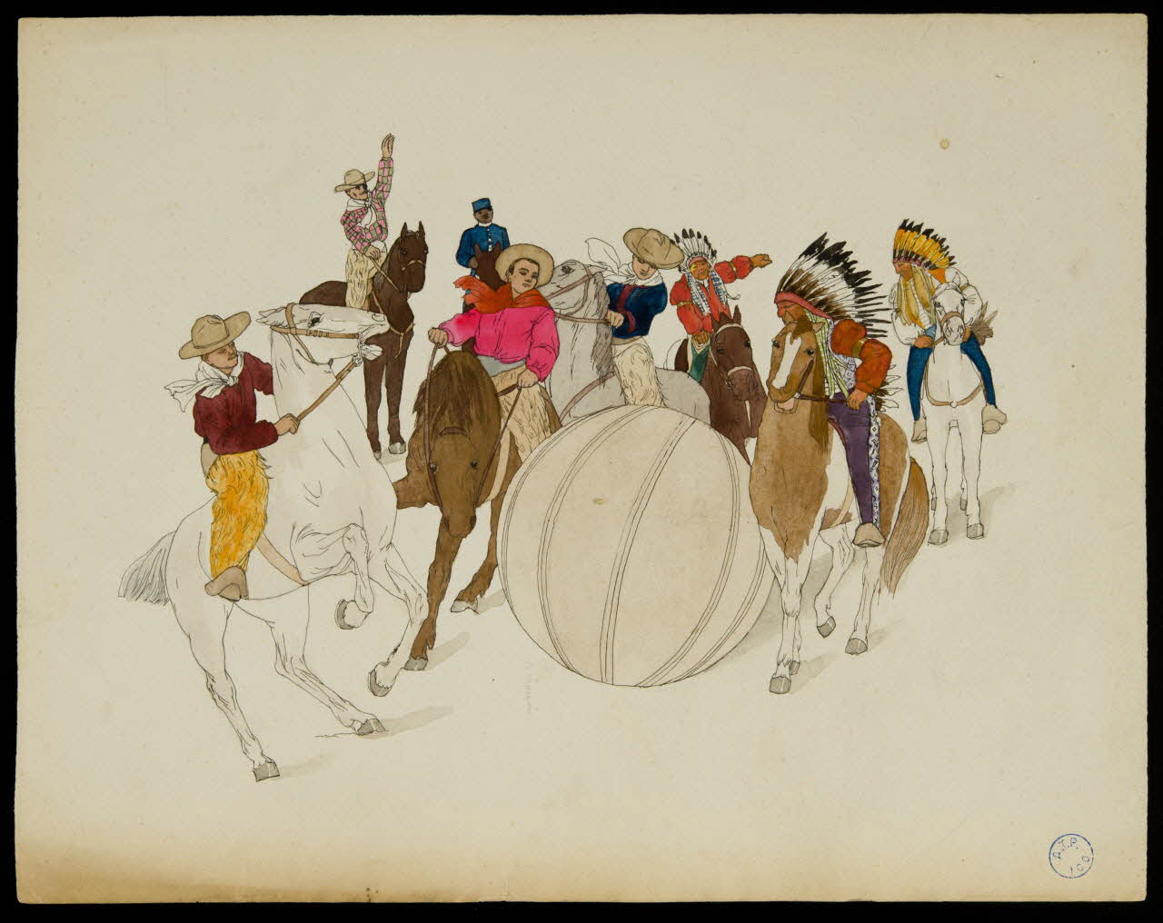 partie d'un ensemble de dessins Cow-boys et indiens 1968.102.1029.11 Photo Mucem