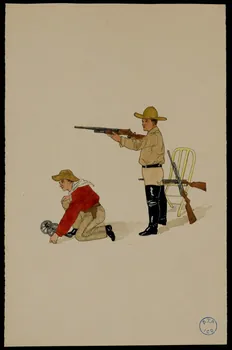 partie d'un ensemble de dessins Hommes avec des fusils 1968.102.1029.5 Photo Mucem