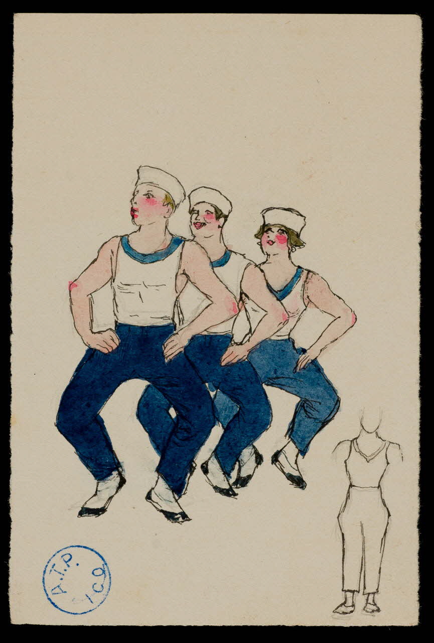 partie d'un ensemble de dessins Hommes en costume de marins 1968.102.1034 Photo Mucem