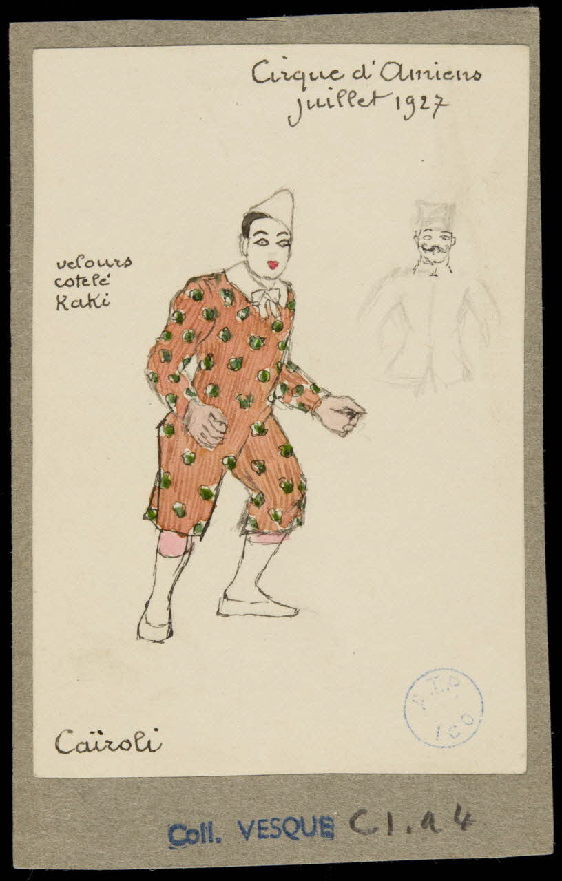partie d'un ensemble de dessins Cirque d'Amiens  juillet 1927  Caïroli 1968.102.1047.2 Photo Mucem