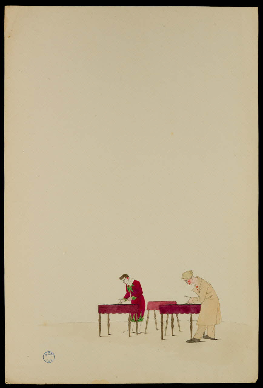 partie d'un ensemble de dessins Numéro de clowns musiciens 1968.102.1055 Photo Mucem