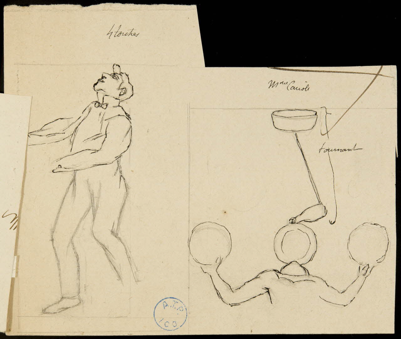 partie d'un ensemble de dessins 4 torches  Mme Caïroli 1968.102.1060.2 Photo Mucem