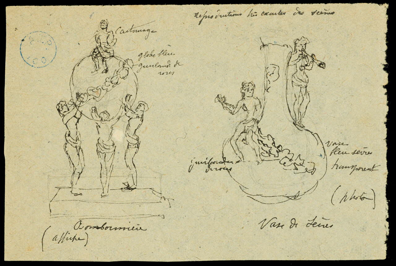 partie d'un ensemble de dessins Bonbonnière et vase de Sèvres 1968.102.1081.2  Photo Mucem