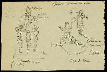 partie d'un ensemble de dessins Bonbonnière et vase de Sèvres 1968.102.1081.2  Photo Mucem