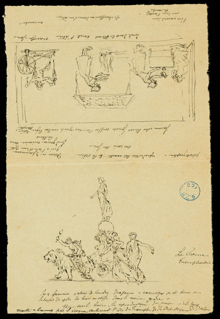 partie d'un ensemble de dessins La France triomphante 1968.102.1081.4 Photo Mucem