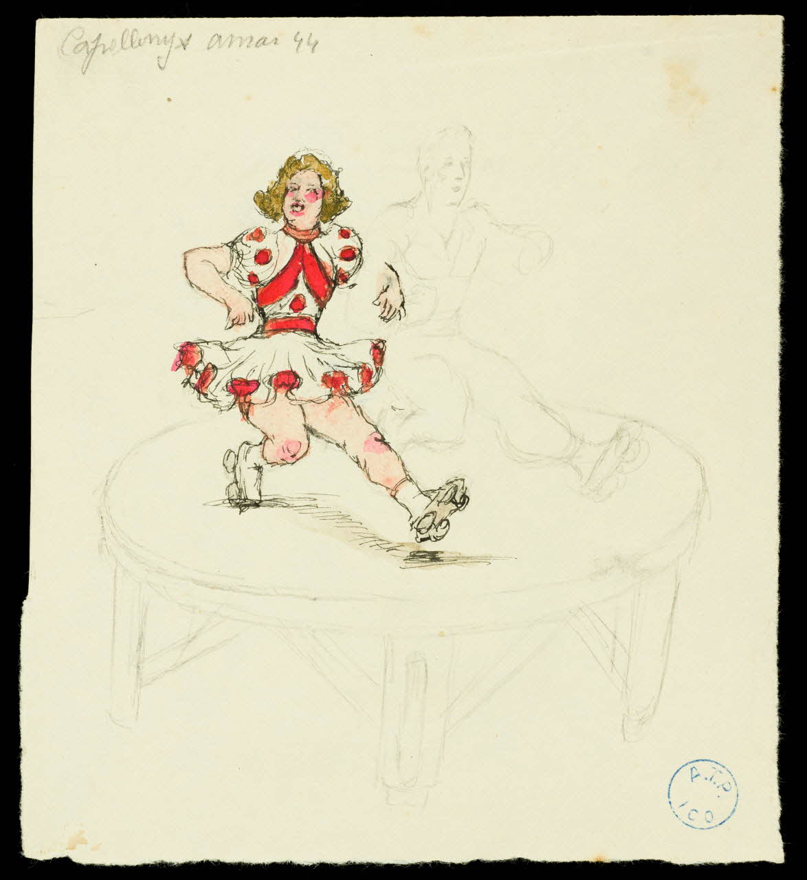 partie d'un ensemble de dessins Numéro de cirque en patins à roulettes 1968.102.1085 Photo Mucem