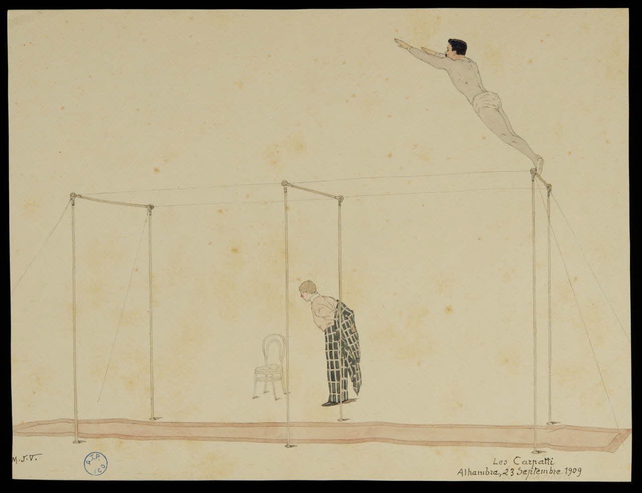 partie d'un ensemble de dessins Les Carpatti  Alhambra, 23 Septembre 1909 1968.102.1101.5 Photo Mucem