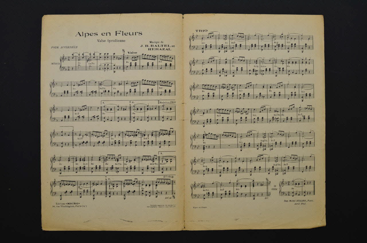 Herazal ; J.-Raymond Baltel ; Editions Micro; chanson petit format Paris 8ème 1945 1966.144.54  Photo Mucem