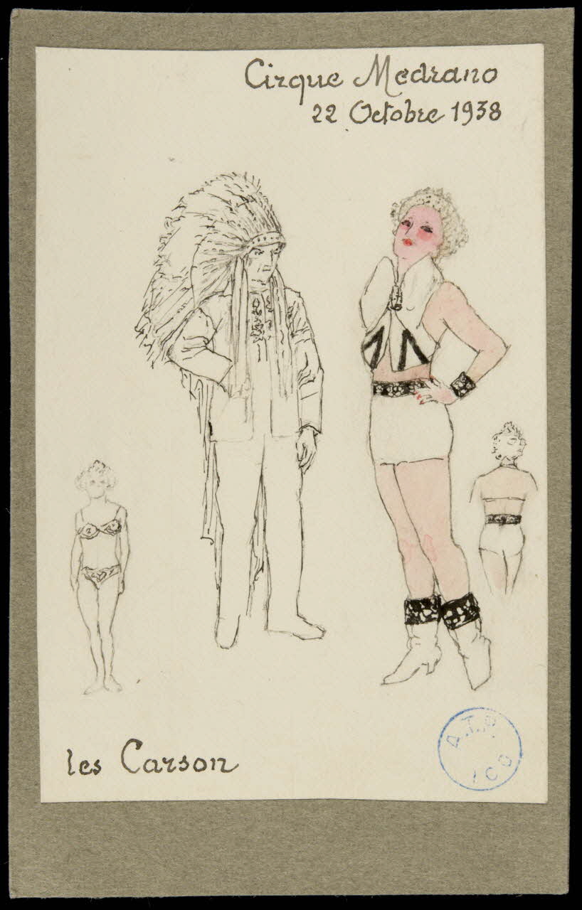 partie d'un ensemble de dessins Cirque Médrano  22 Octobre 1938  les Carson 1968.102.1137 Photo Mucem