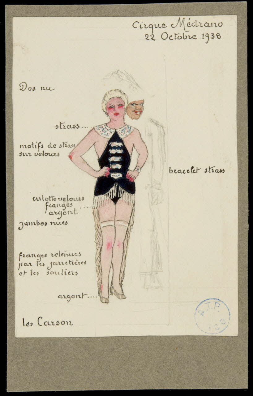 partie d'un ensemble de dessins Cirque Médrano  22 Octobre 1938  les Carson 1968.102.1138 Photo Mucem