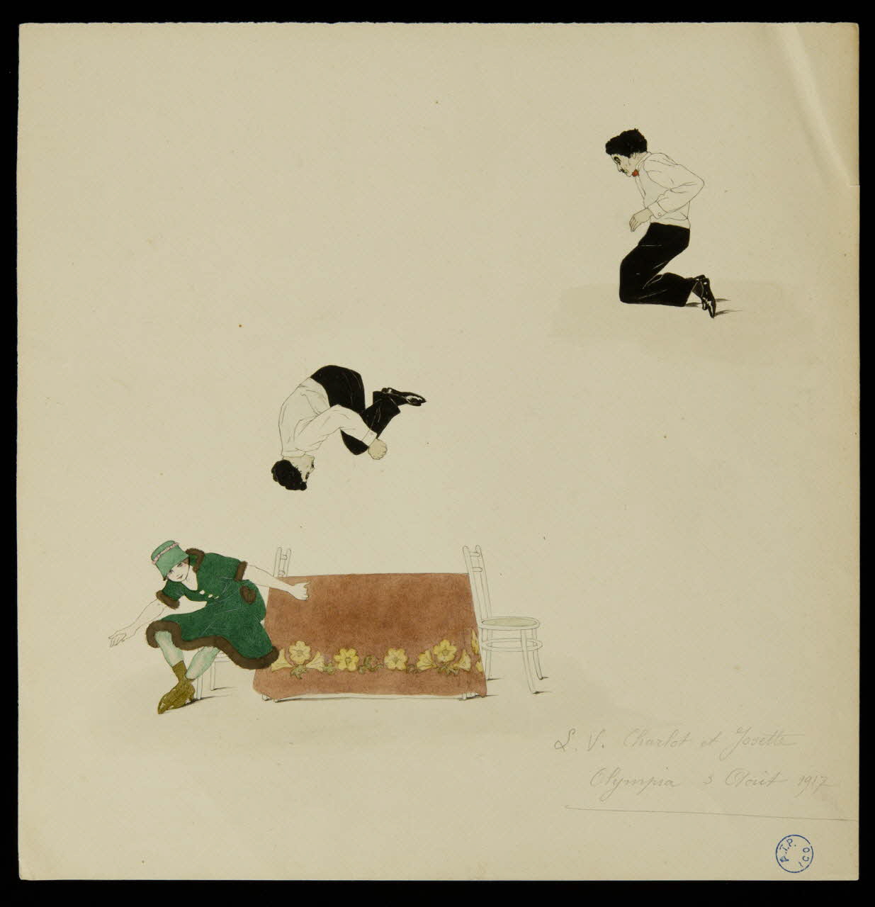 partie d'un ensemble de dessins L.V. Charlot et Josette  Olympia 3 Août 1917 1968.102.1186 Photo Mucem