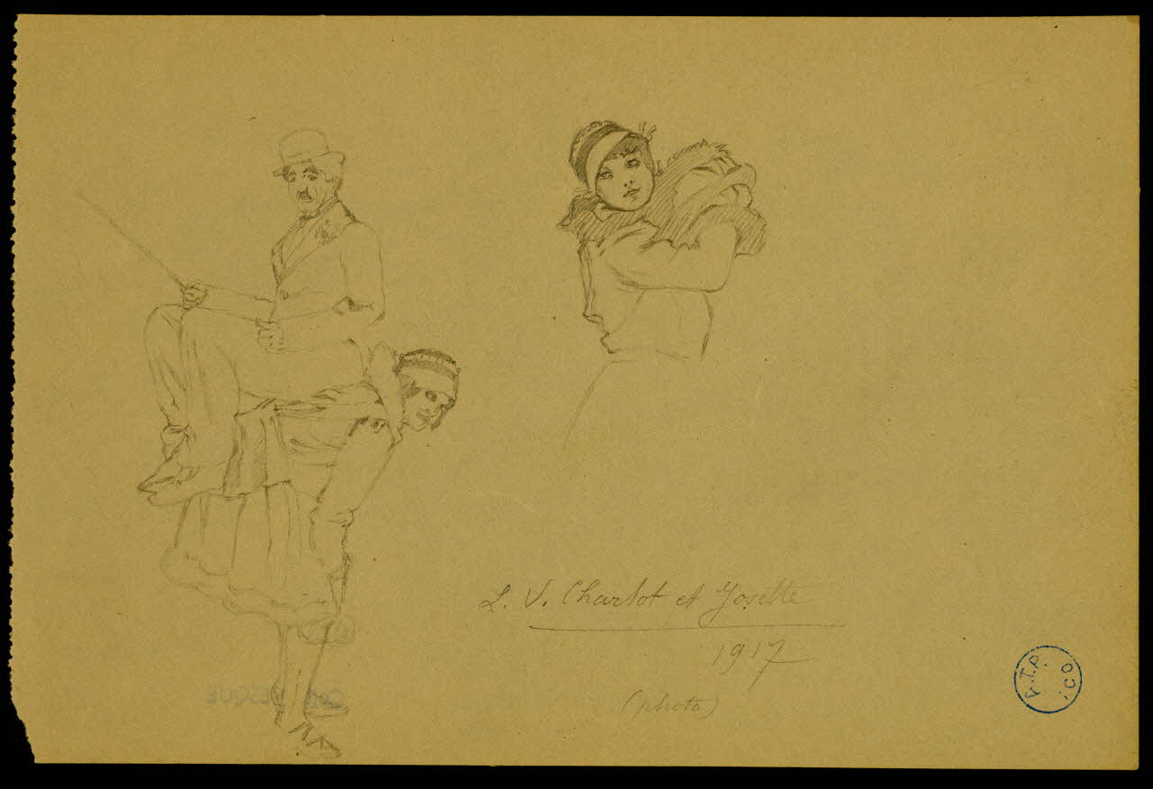 partie d'un ensemble de dessins L.V. Charlot et Josette 1968.102.1187.2 Photo Mucem